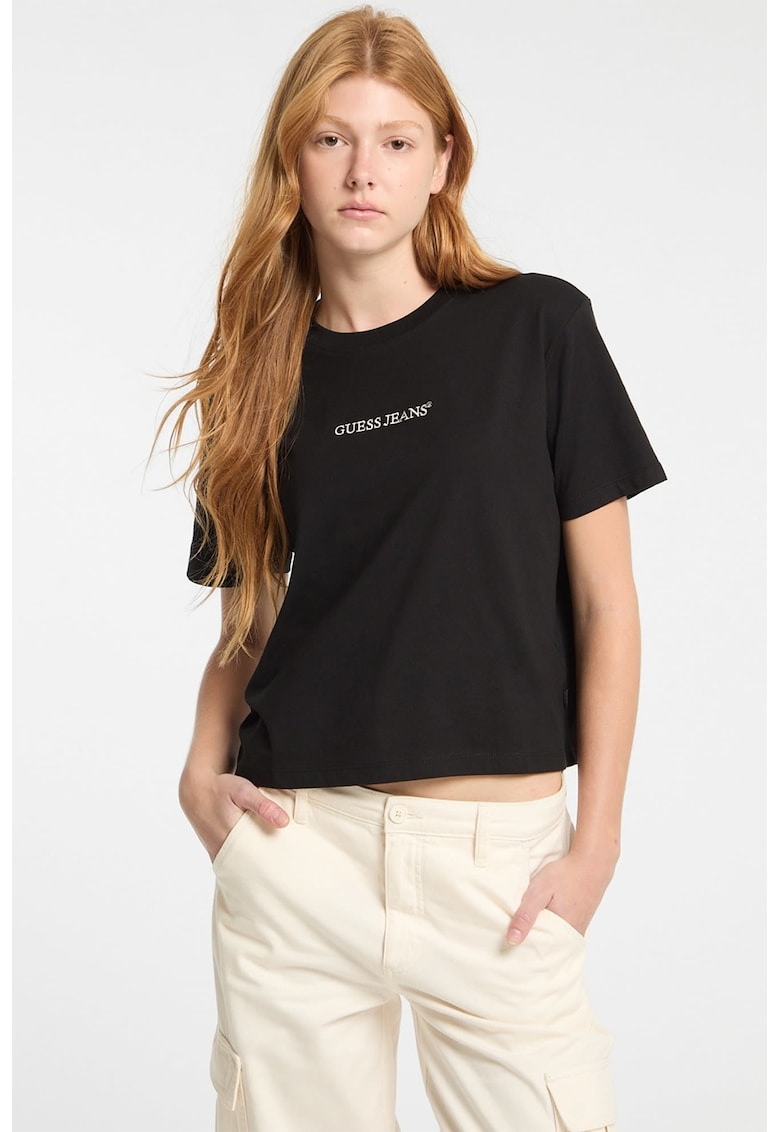 Tricou de bumbac cu logo - Negru