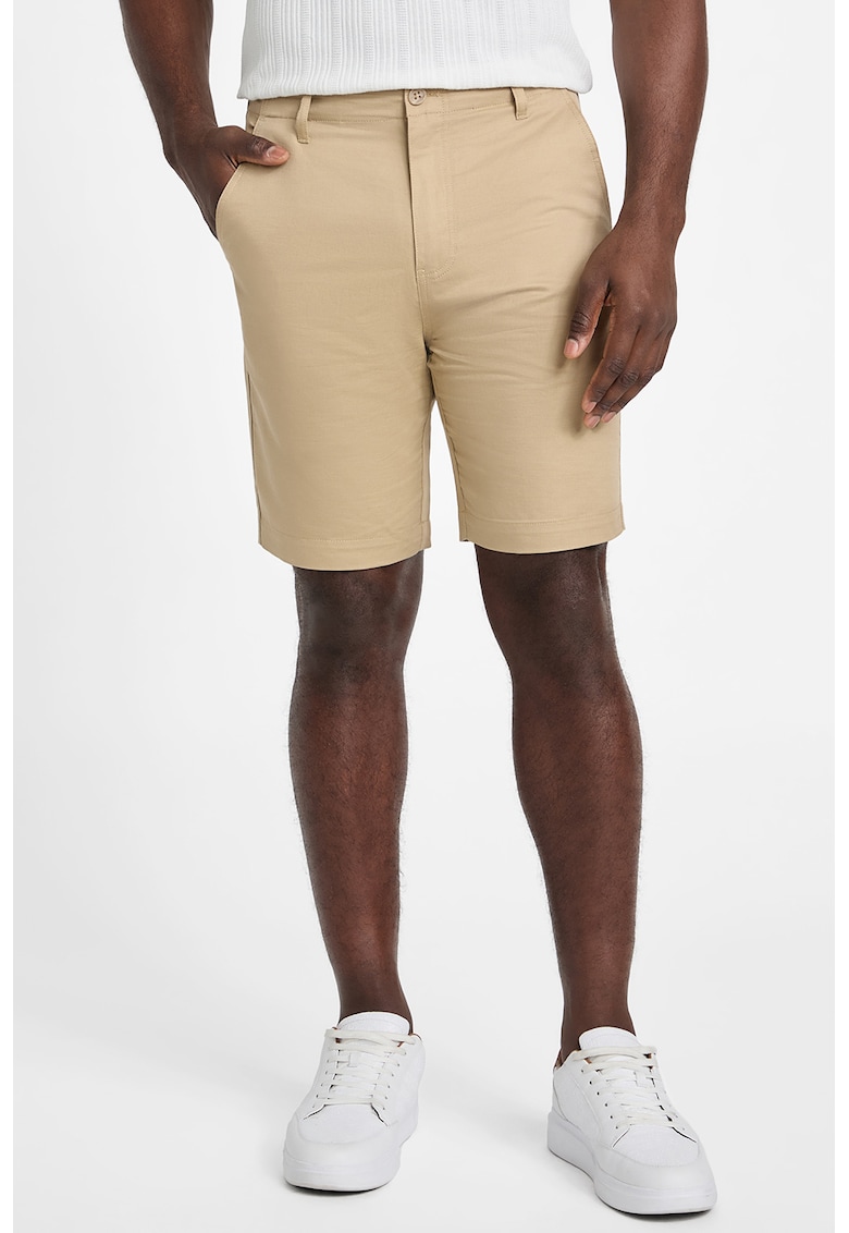 Pantaloni scurti uni din amestec de in