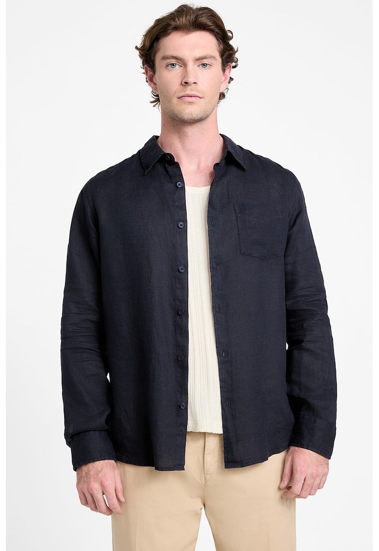 Camasa de in cu buzunar pe piept Camasa de in cu buzunar pe piept