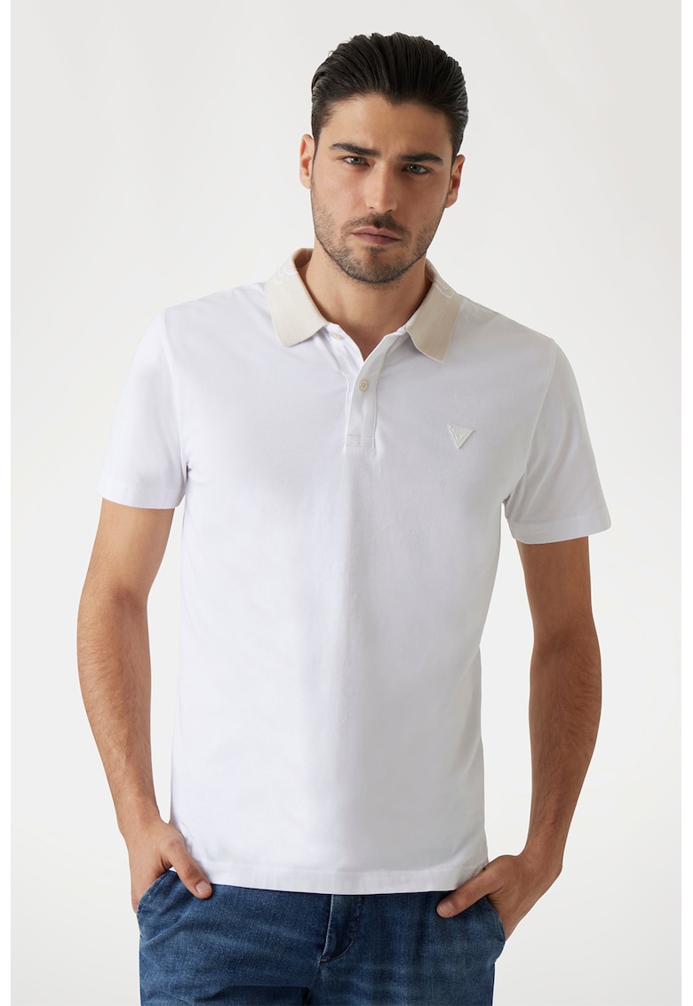 Tricou polo din amestec de bumbac - Alb