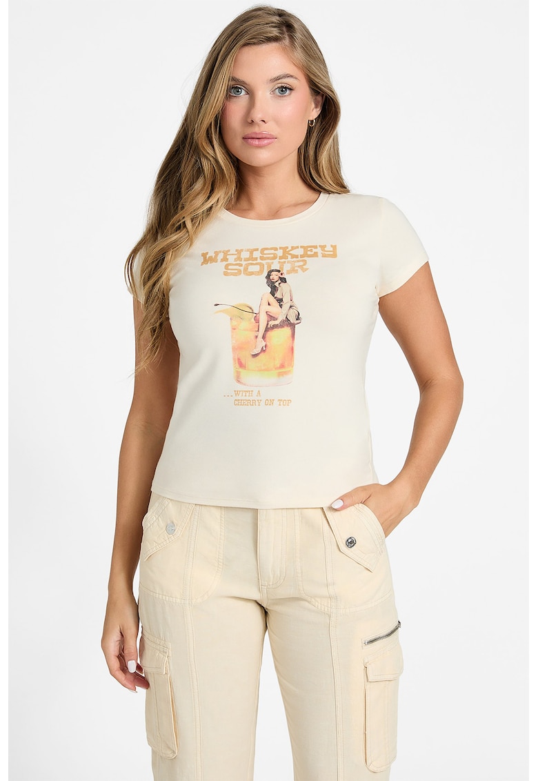 Tricou din amestec de modal cu imprimeu grafic