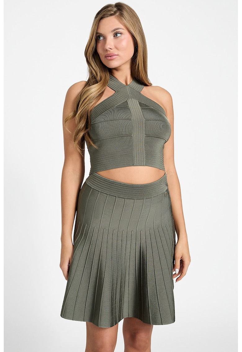 Top crop cu model uni - Kaki