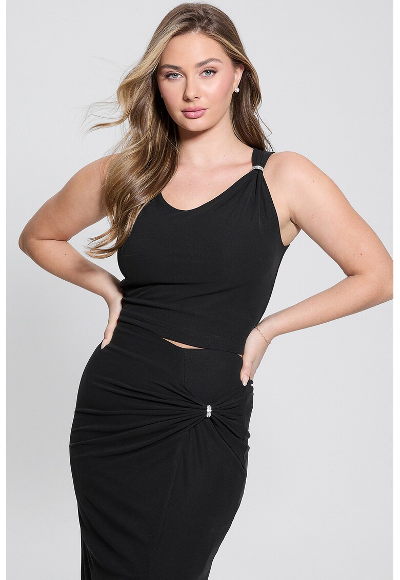 Top cu decolteu rotund - Negru