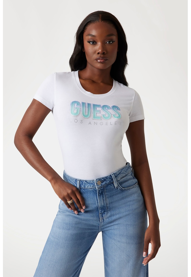 Tricou cu decolteu rotund si logo