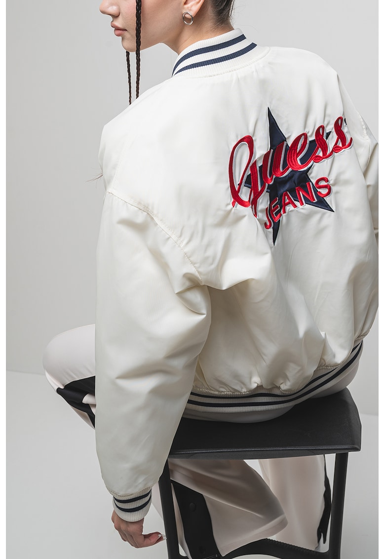 Jacheta bomber cu logo brodat - Crem