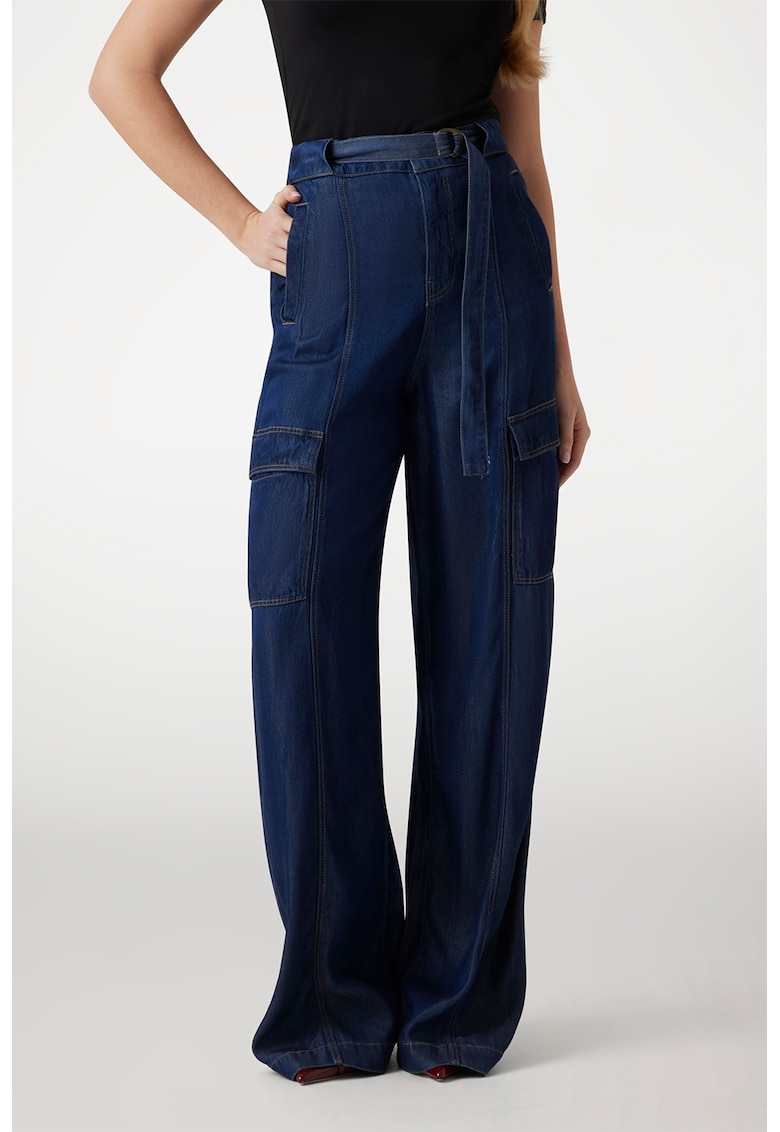 Blugi din lyocell cu croiala ampla - Bleumarin