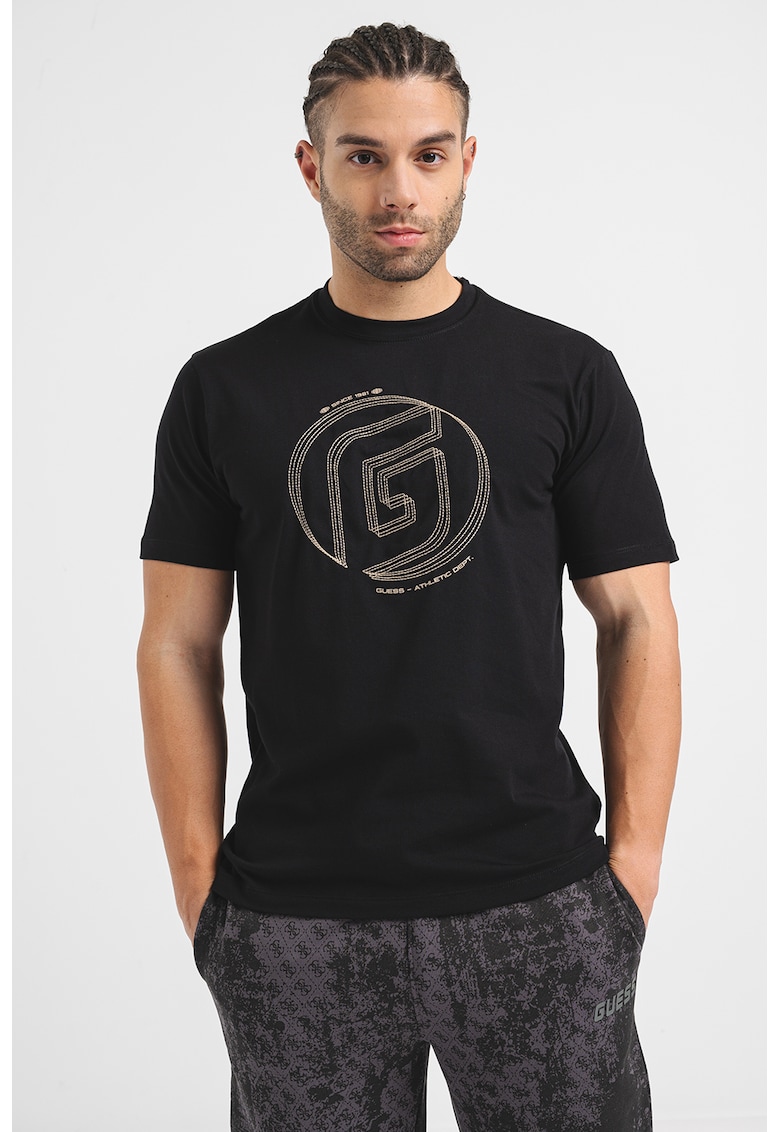 Tricou cu logo - pentru fitness - Negru