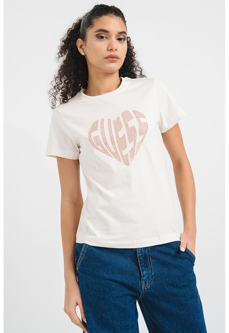 Tricou cu logo pentru fitness - Alb murdar