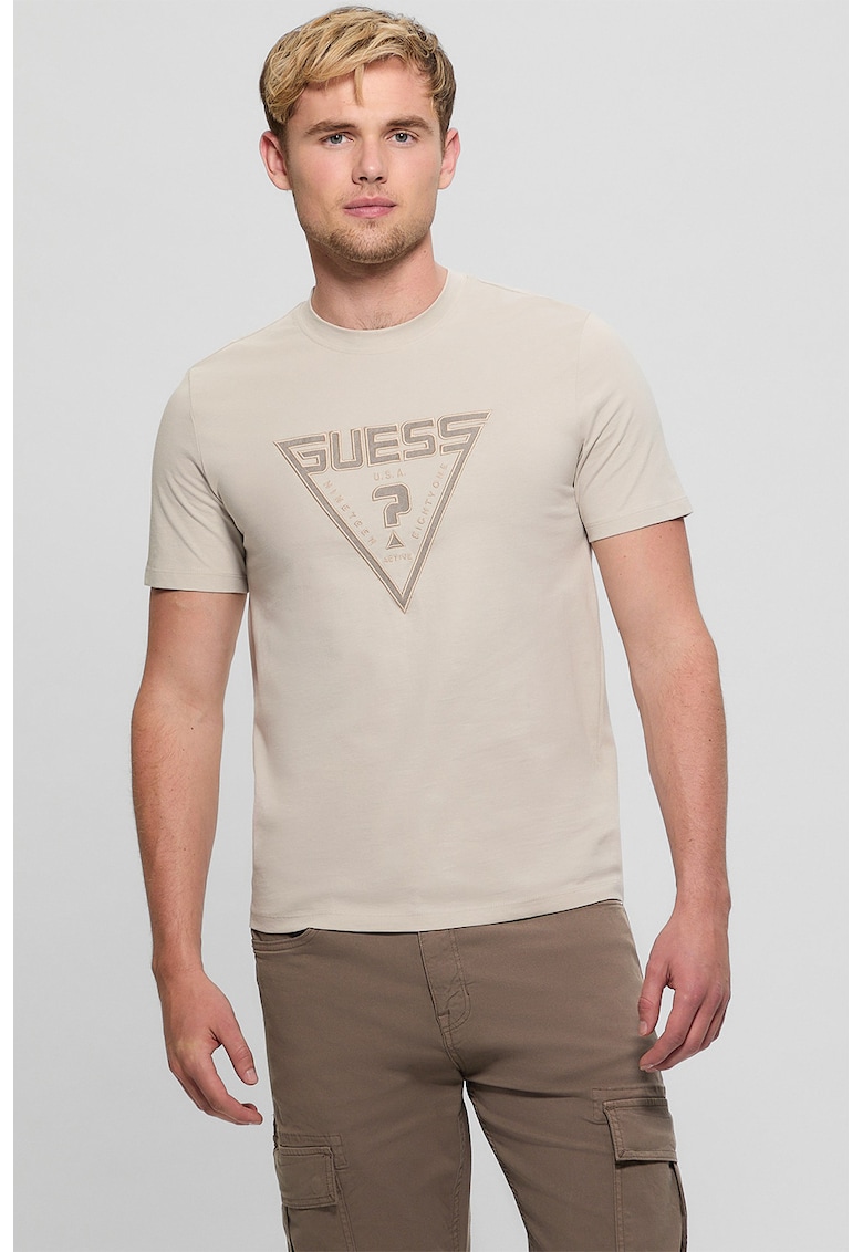 Tricou din bumbac cu logo - Grej