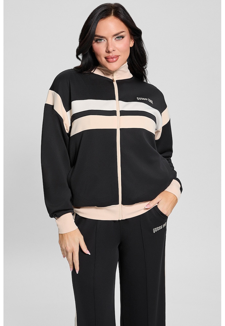 Bluza de trening cu fermoar - pentru antrenament - Alb/Negru/Piersica