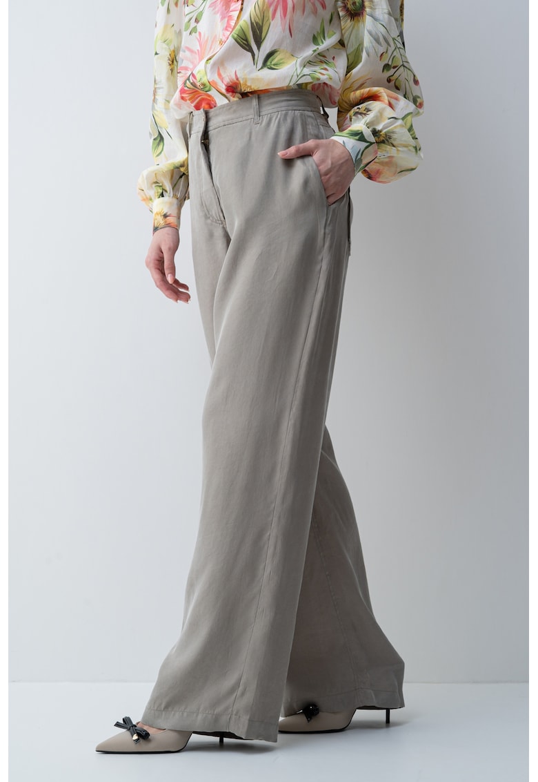 Pantaloni din amestec de lyocell cu model animal print