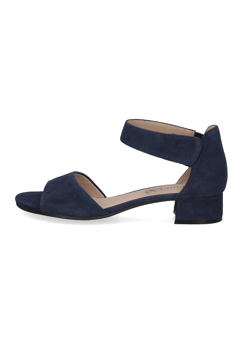 Sandale din piele nabuc cu toc masiv