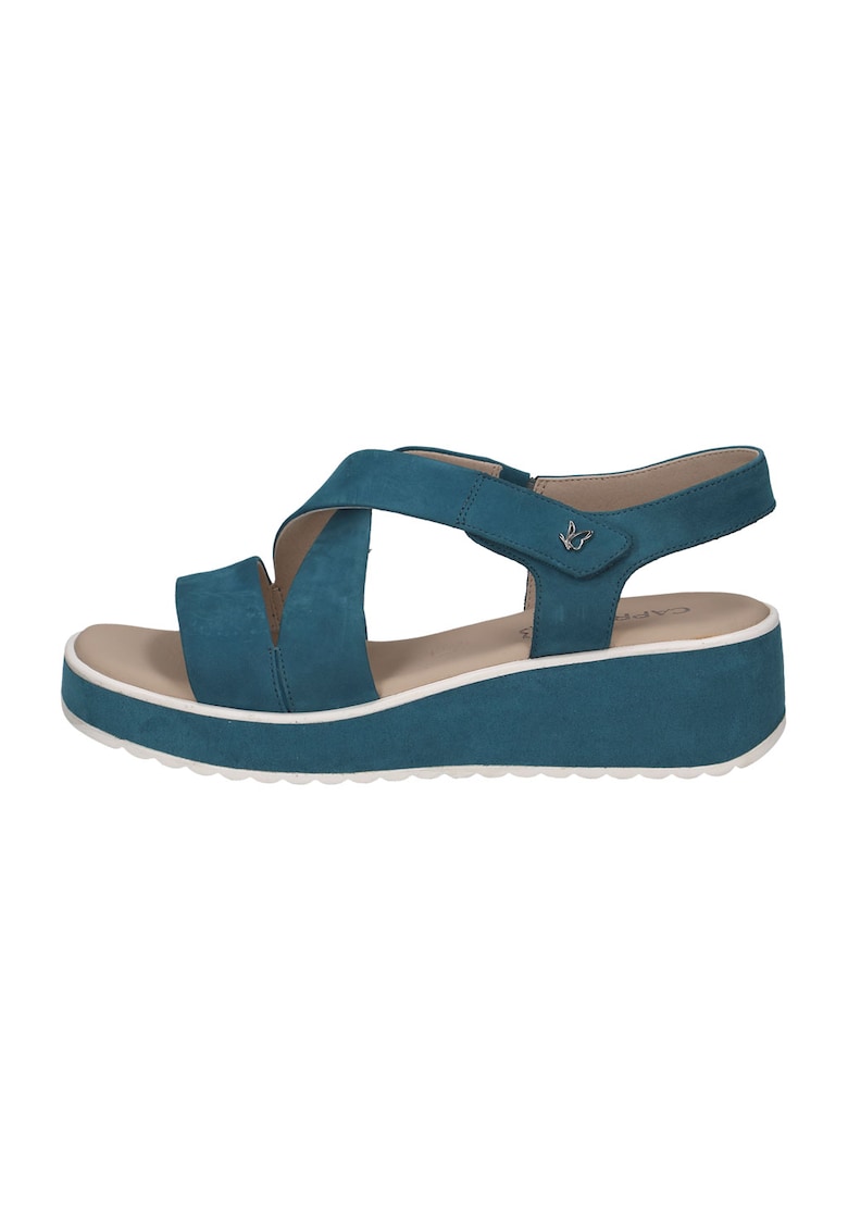Sandale wedge de piele cu velcro
