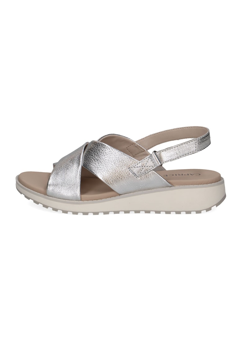 Sandale de piele cu velcro - Argintiu
