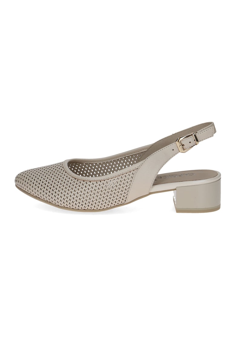 Pantofi de piele cu varf rotund - Bej deschis
