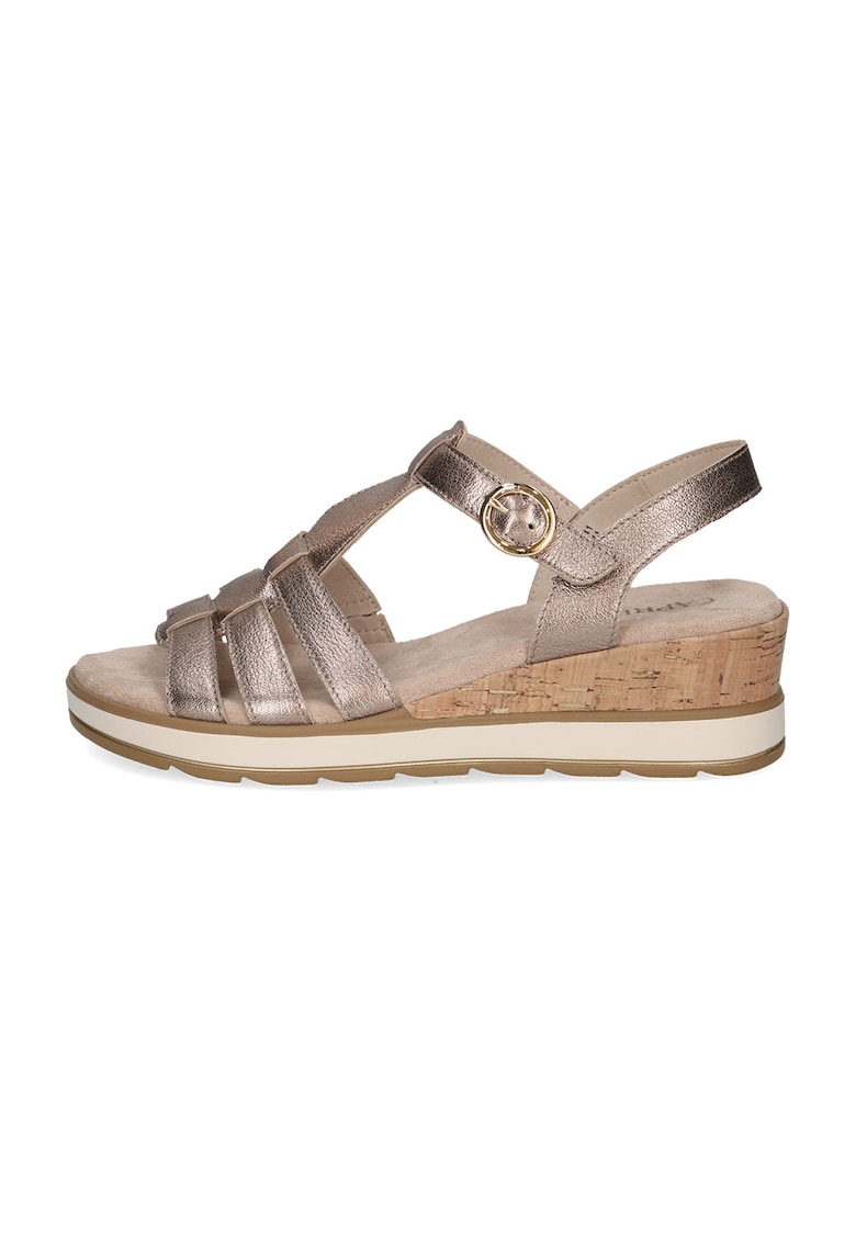 Sandale wedge de piele cu o catarama