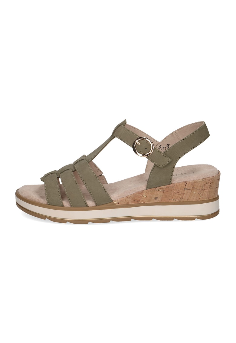 Sandale wedge de piele cu o catarama