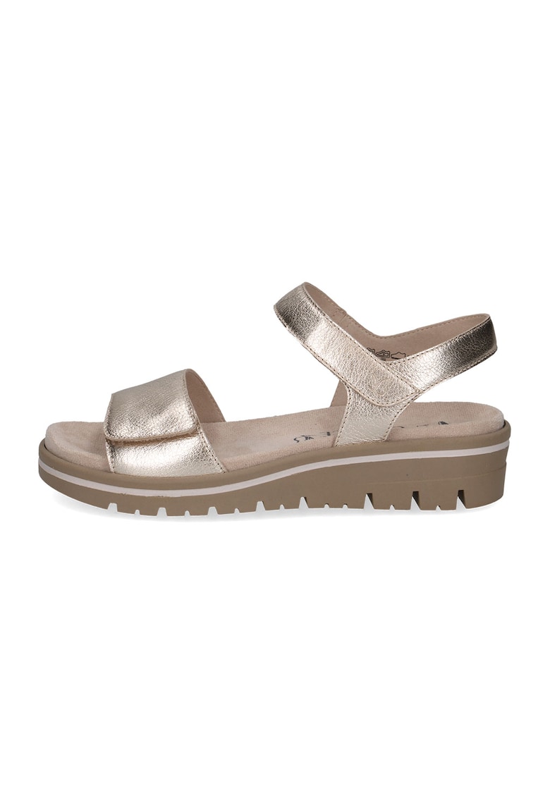 Sandale wedge cu velcro - Auriu