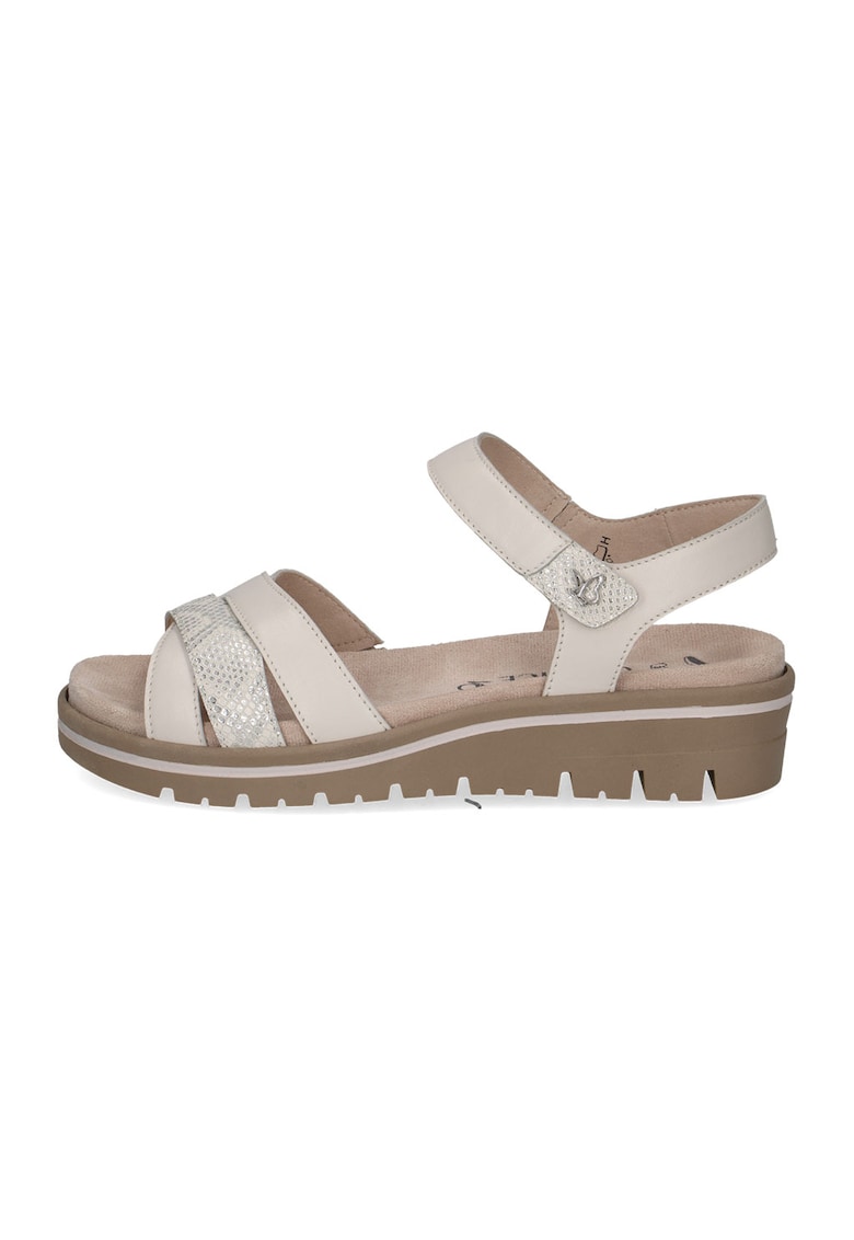 Sandale wedge de piele - Alb fildes