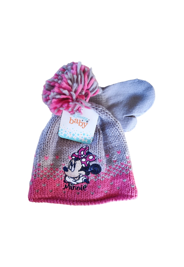 Set caciula si manusi Minnie - gri - material pentru fete Set caciula si manusi Minnie - gri - material pentru fete
