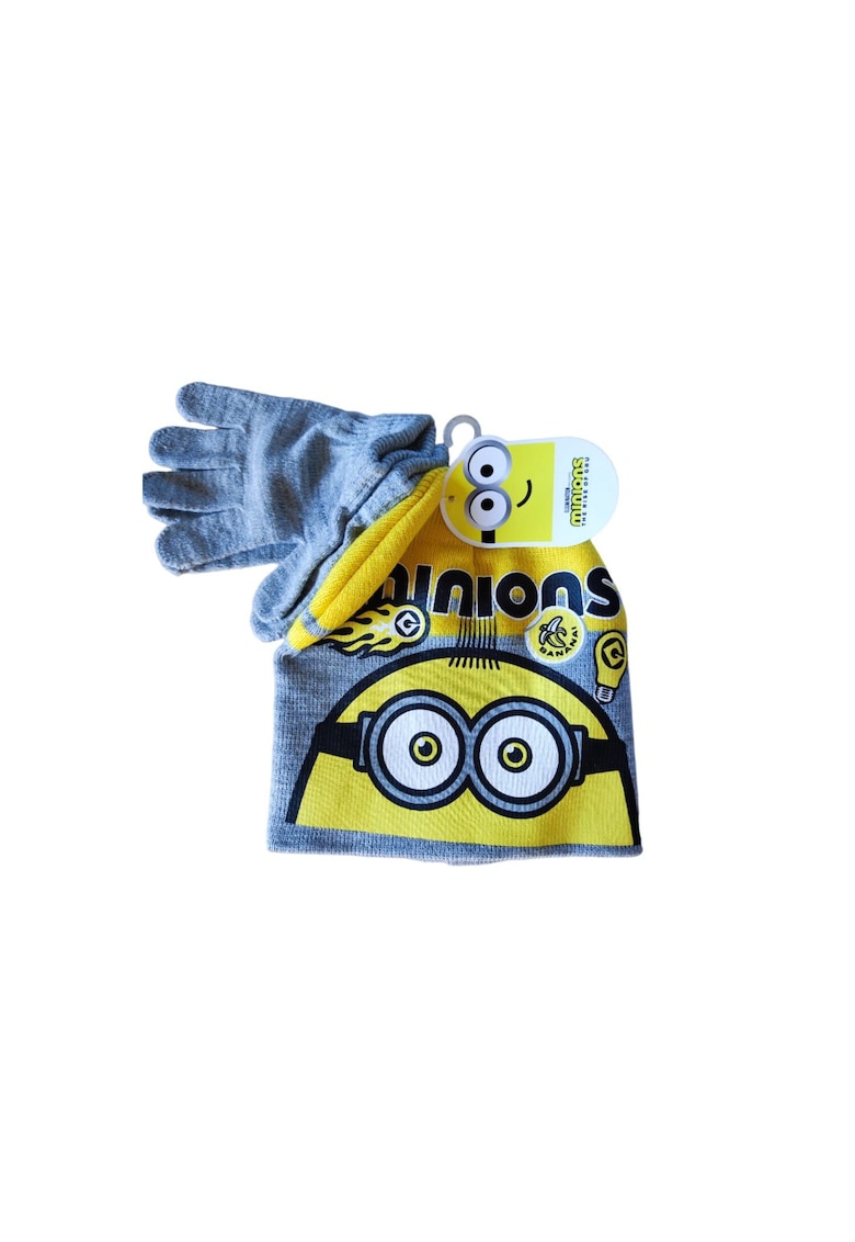 Set caciula si manusi gri - acril - pentru baieti Set caciula si manusi gri - acril - pentru baieti