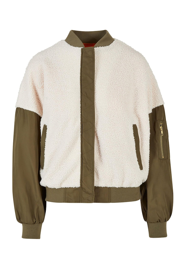 Jacheta cu insertii din material teddy