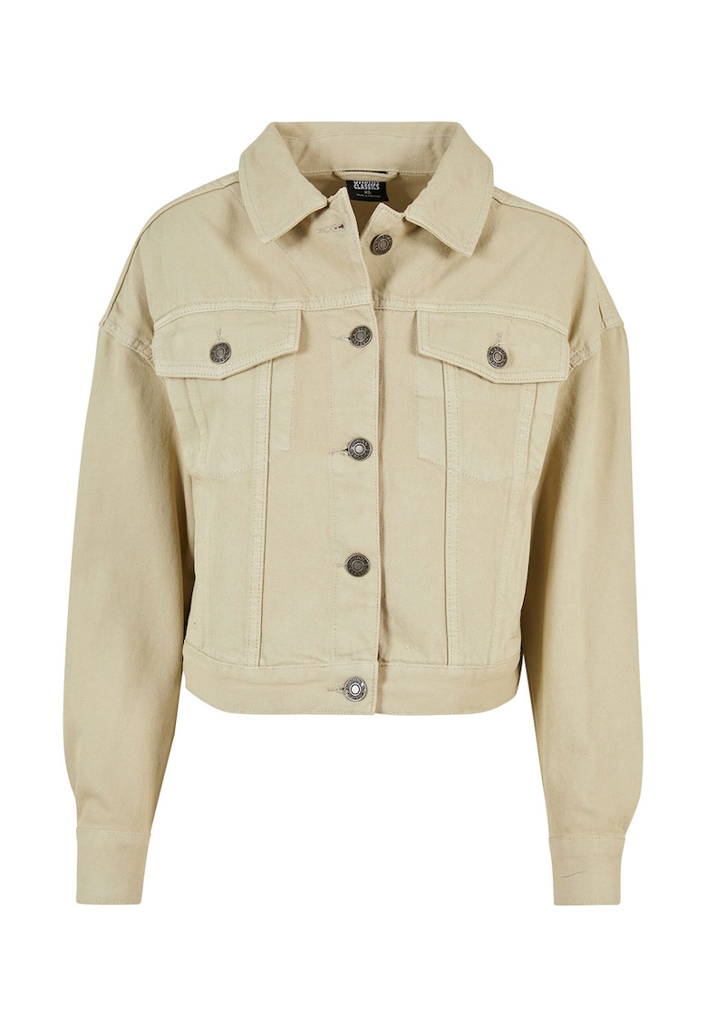 Jacheta din denim cu buzunare pe piept