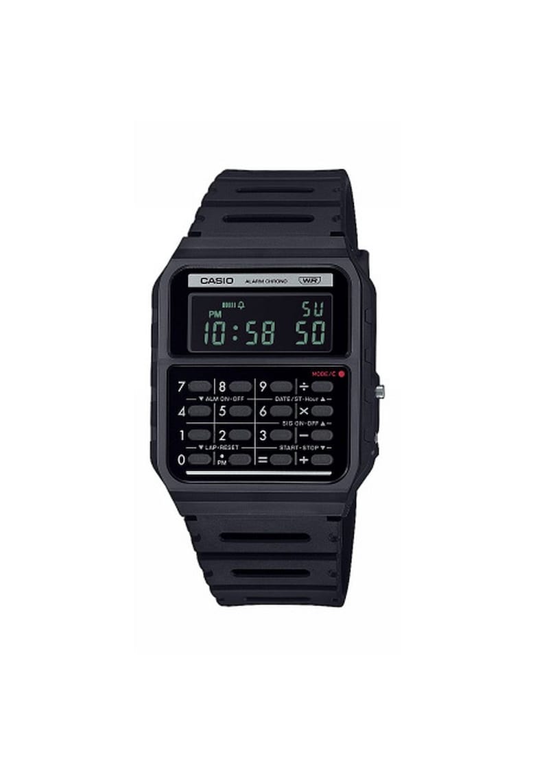 Ceas  unisex - quartz - negru - curea din cauciuc - carcasa din poliuretan - rezistent la apa 1 ATM