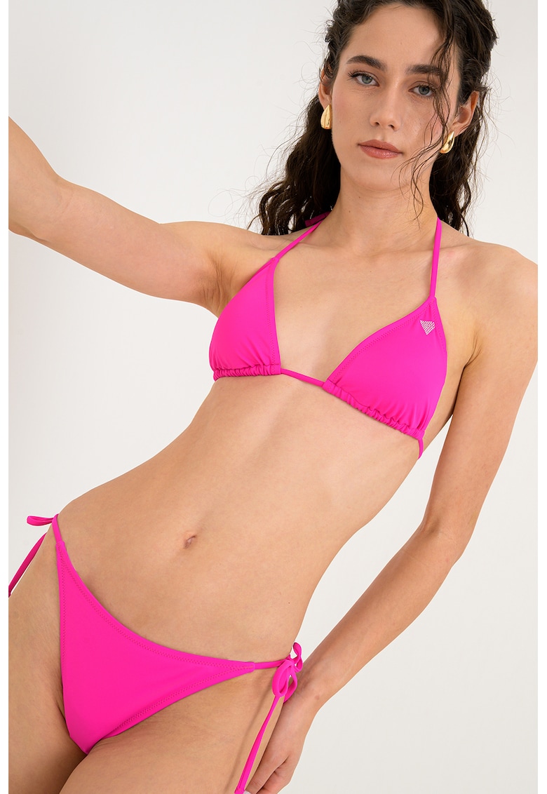 Sutien de baie cu cupe triunghiulare si detaliu logo