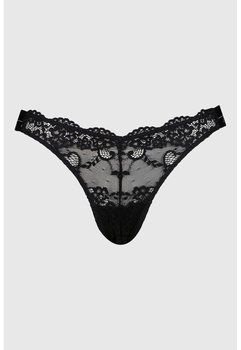 Chiloti tanga din dantela - Negru