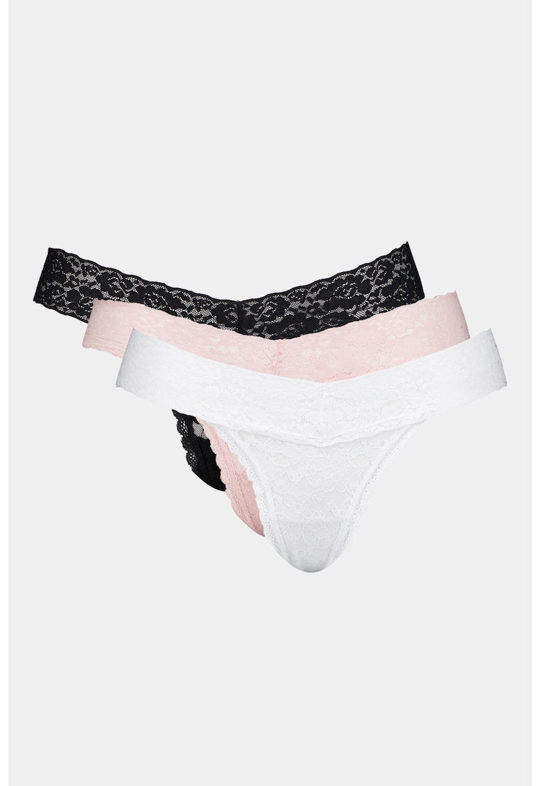Set de chiloti tanga de dantela - 3 perechi