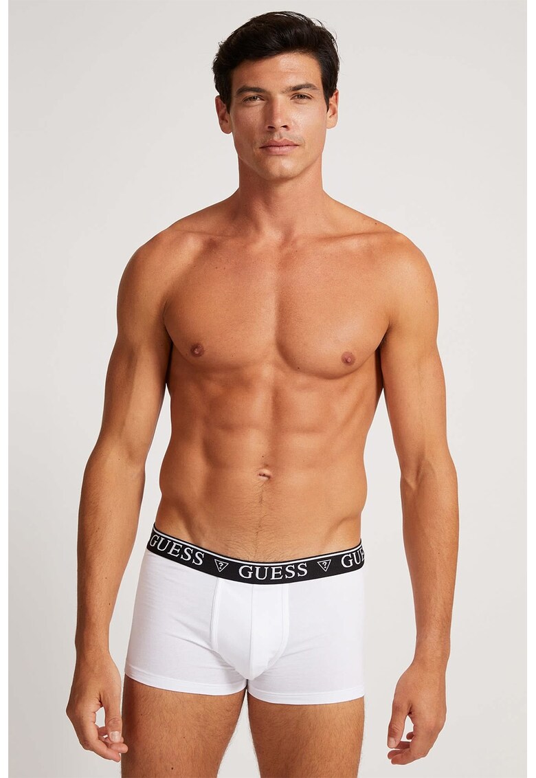 Boxeri din amestec de bumbac cu banda logo in talie - Negru/Alb optic