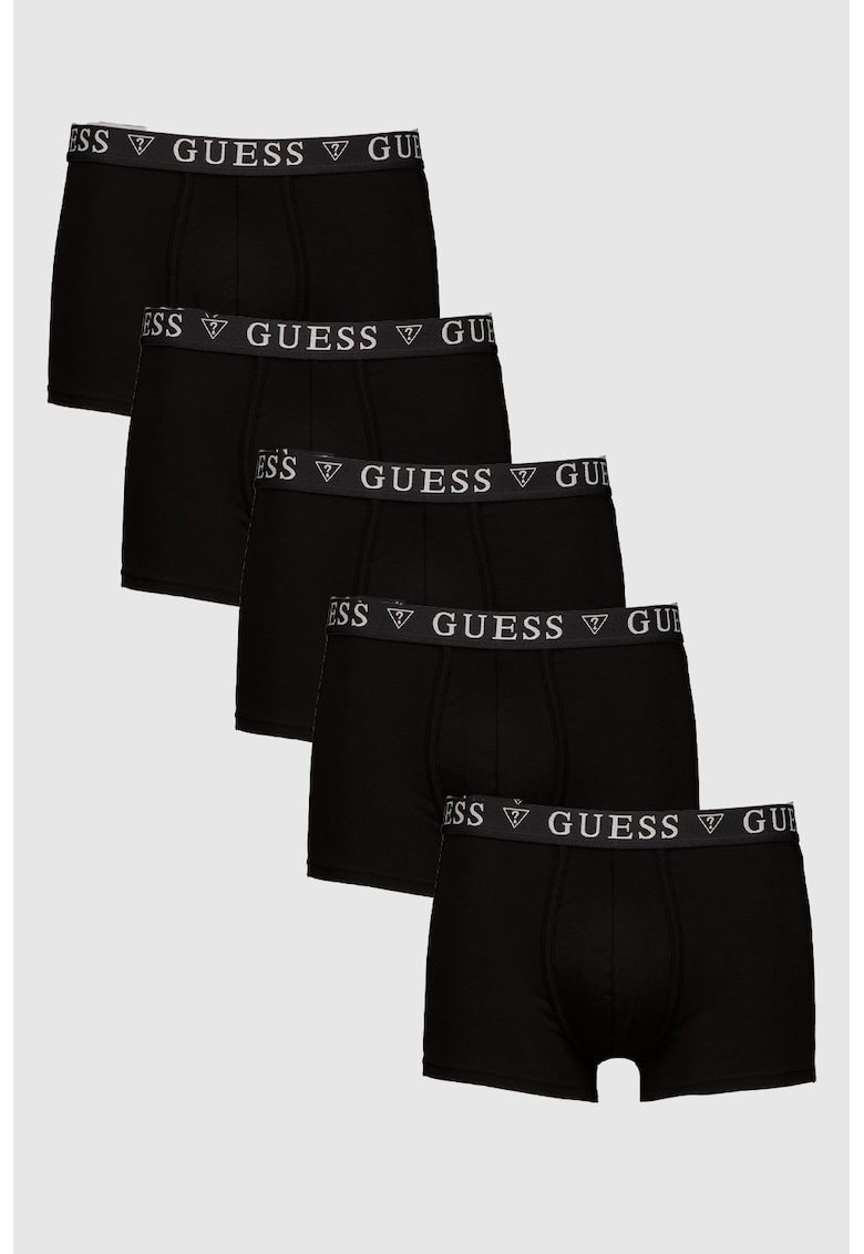 Set de boxeri cu banda elastica in talie - 5 Perechi - Negru