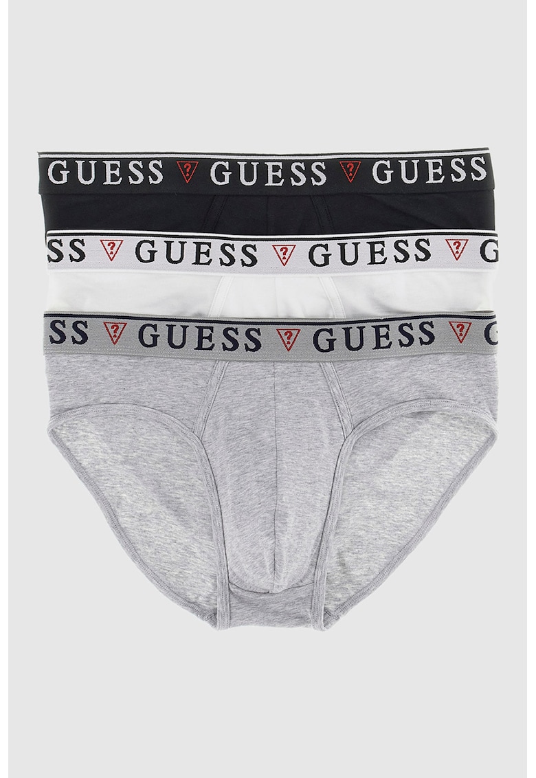 Set de chiloti cu banda logo in talie - 3 perechi - Negru/Alb optic/Gri deschis melange