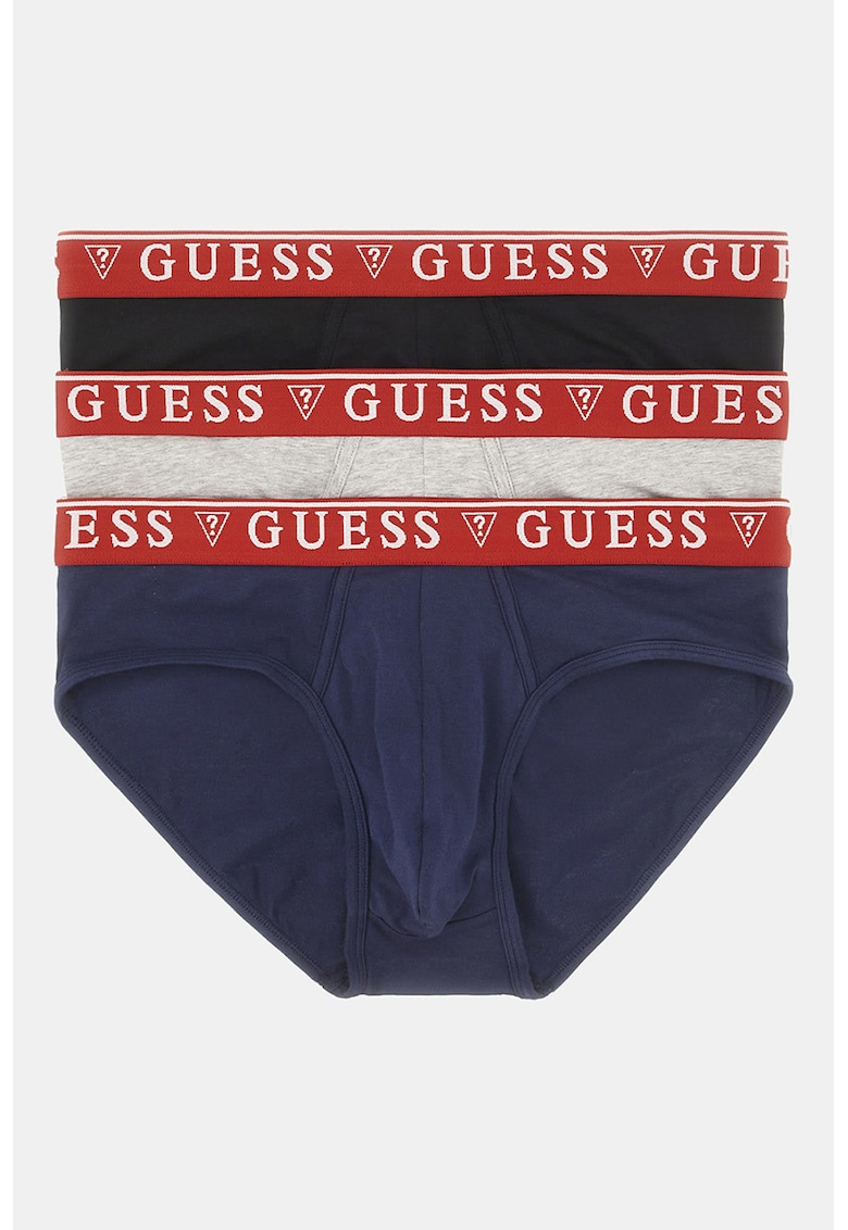 Set de chiloti cu banda logo in talie - 3 perechi - Negru/Gri deschis melange/Bleumarin