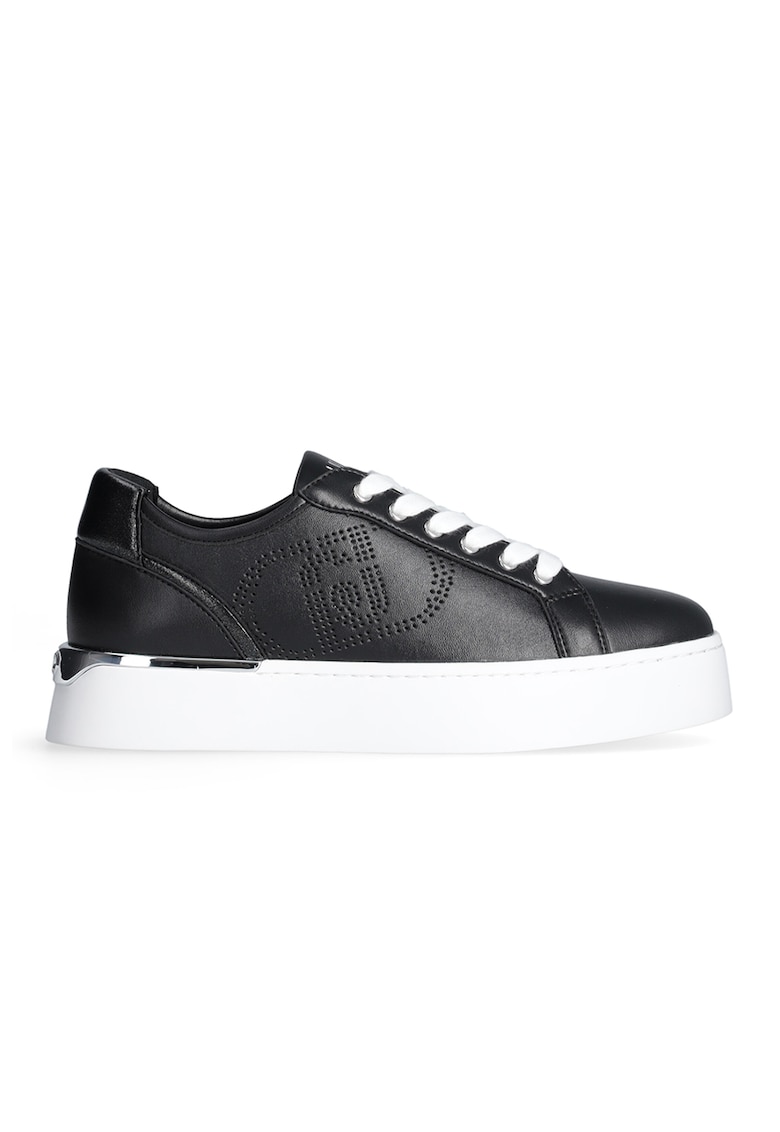 Pantofi sport low cut din piele si piele ecologica - Negru