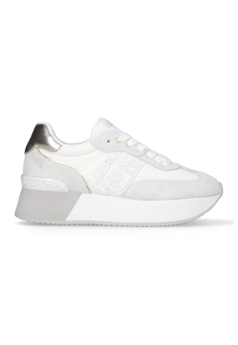 Pantofi sport din piele cu sireturi si platforma