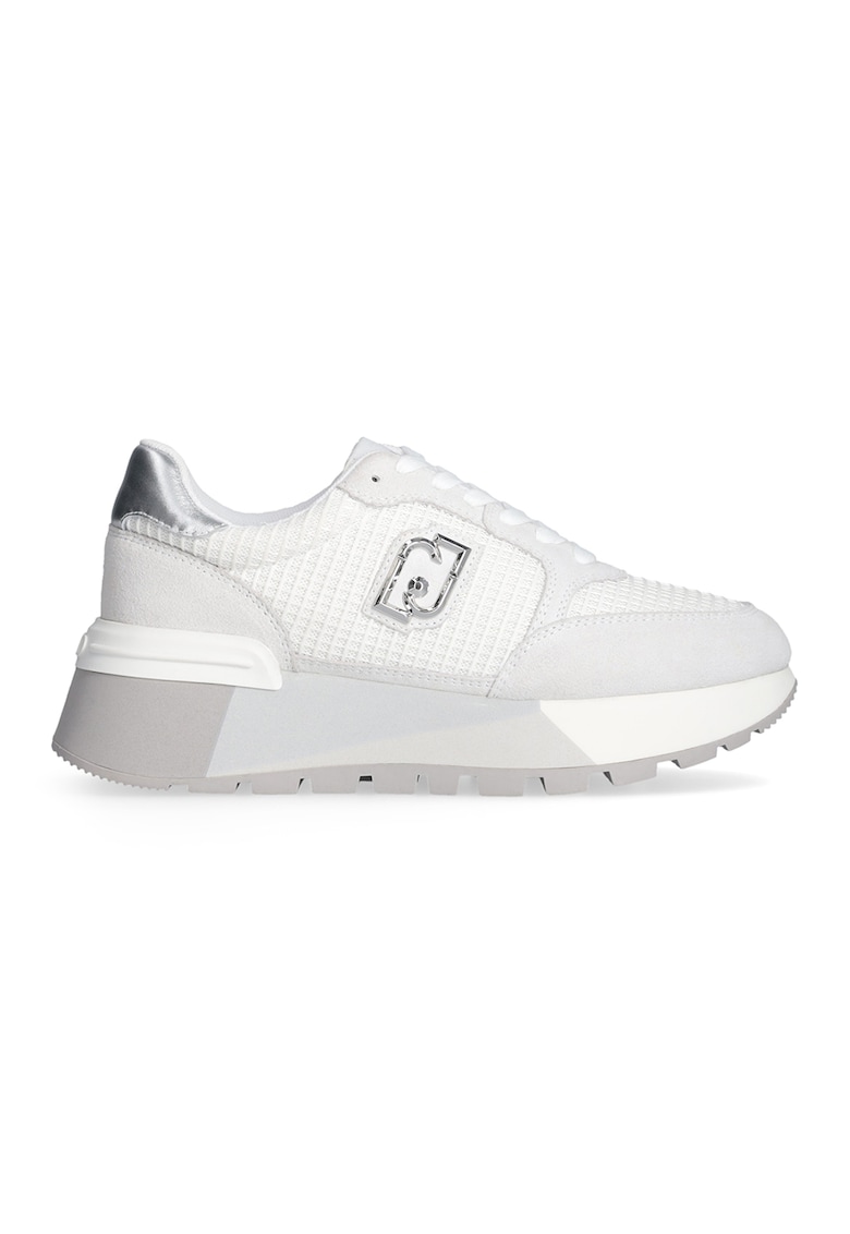 Pantofi sport din piele si material textil cu logo Amazing 25 - Alb