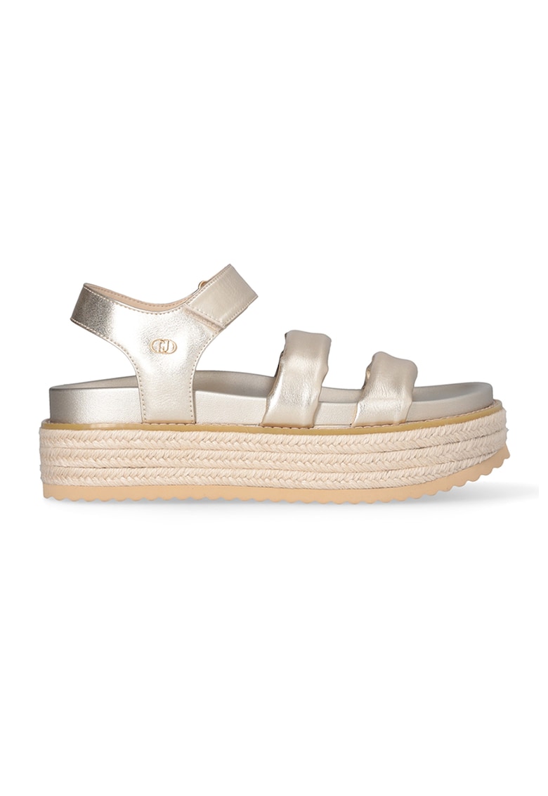 Sandale flatform din piele ecologica - Auriu