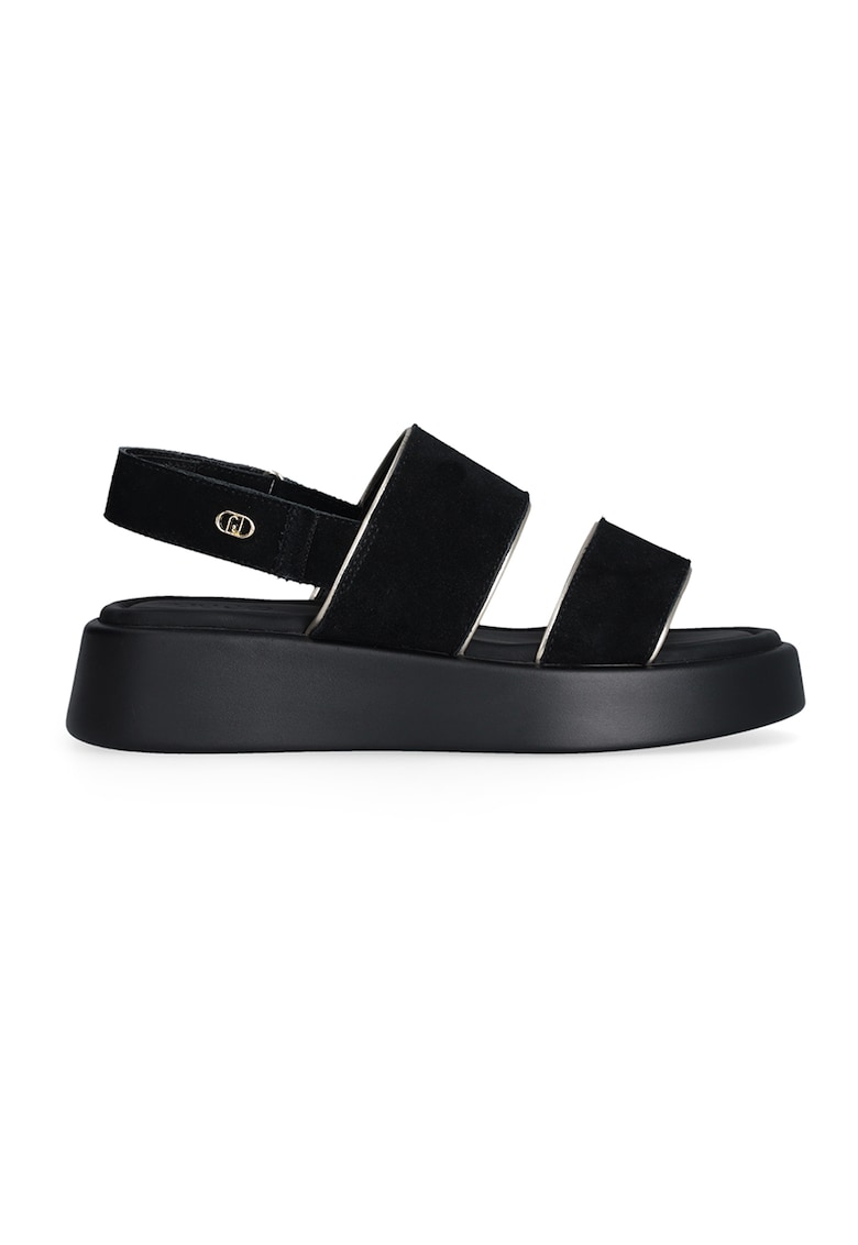 Sandale din piele intoarsa cu velcro - Negru