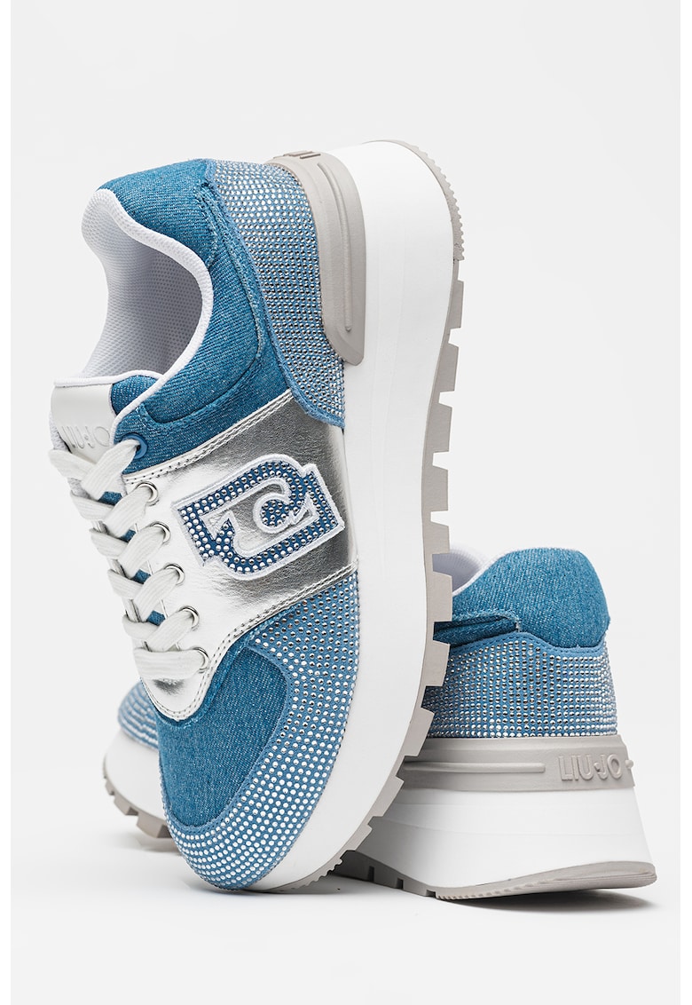 Pantofi sport din denim cu strasuri