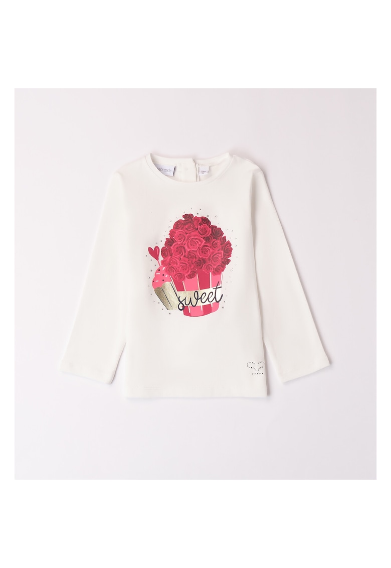 Bluza cu imprimeu floral si strasuri pentru fete - 0.A307