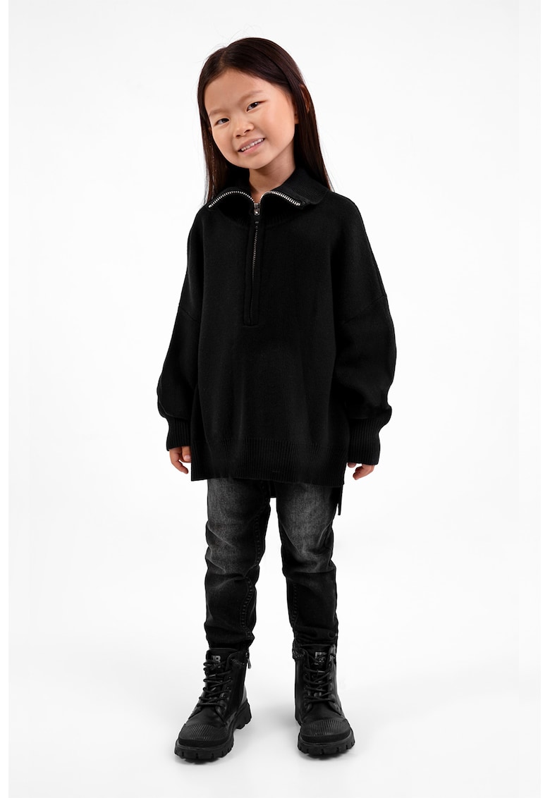 Cardigan cu fermoar scurt - din amestec de lana