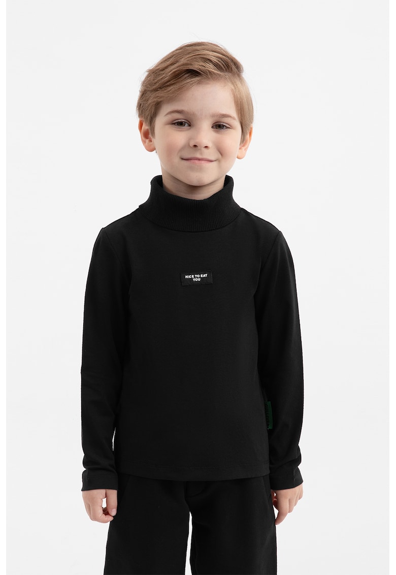 Bluza cu guler inalt si imprimeu cu rechin Bluza cu guler inalt si imprimeu cu rechin