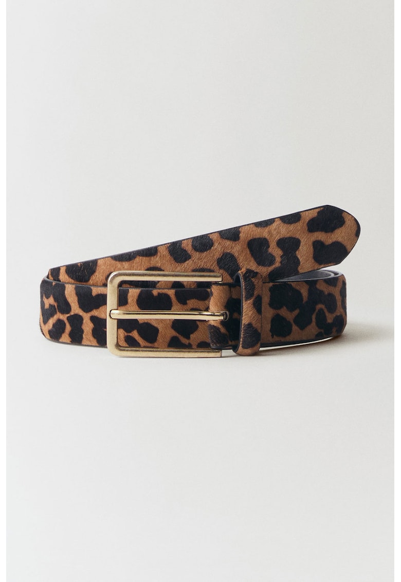 Curea de piele cu par scurt si animal print