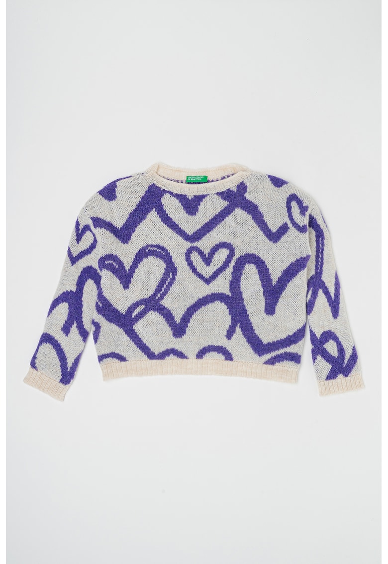 Pulover cu imprimeu cu inimi