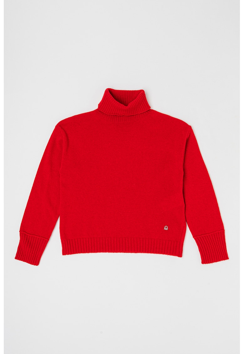 Pulover din amestec de lana cu guler inalt