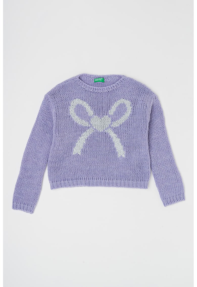 Pulover din amestec de lana cu model cu funda