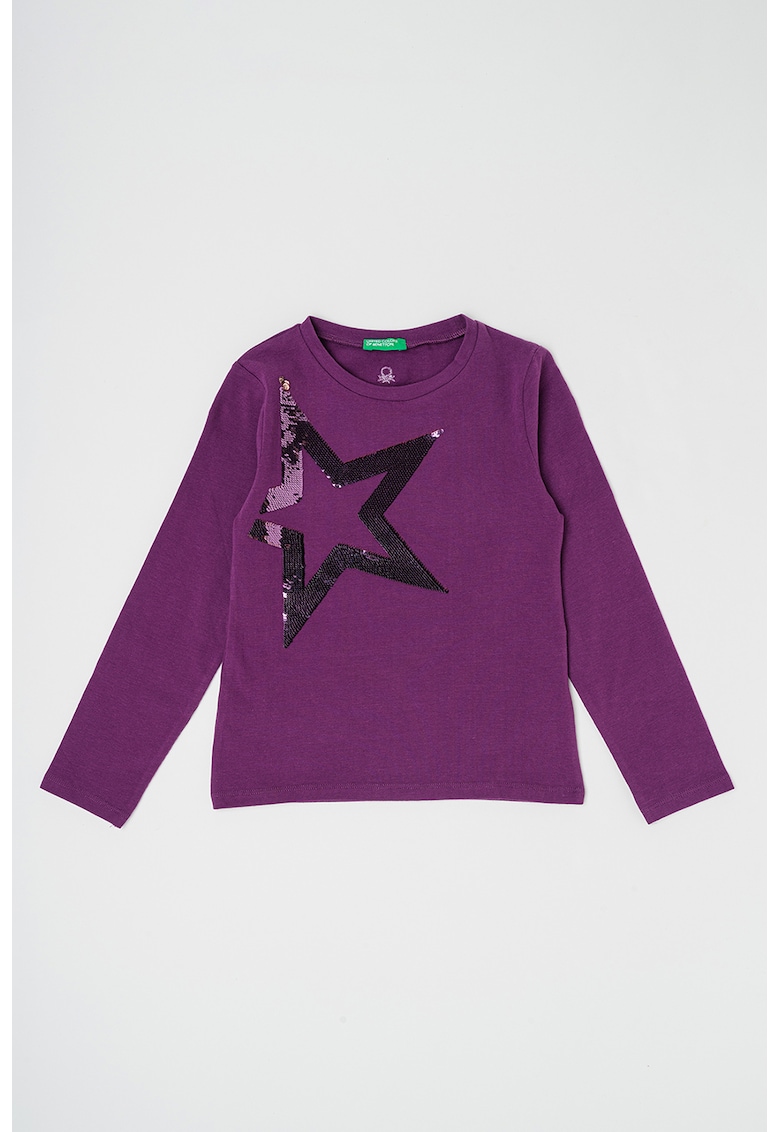 Bluza din amestec de bumbac cu model cu inimi - Violet