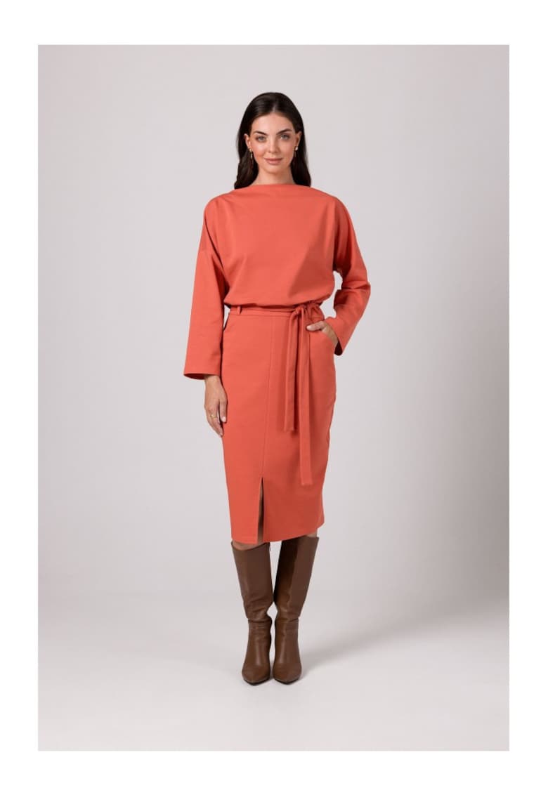 Rochie tip creion midi cu brau - Rochie tip creion midi cu brau -